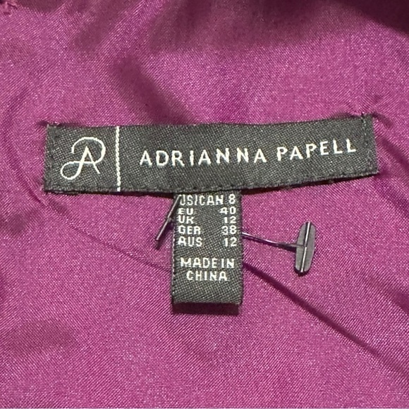 Adrianna Papell Embellished Satin Fit & Flare Dress Size 8 - Rich Plum - Picture 5 of 5